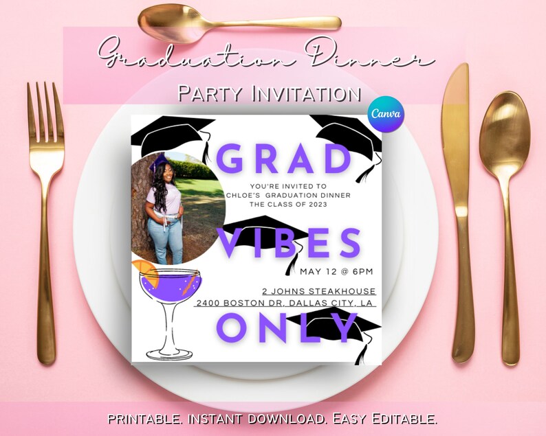 Graduation Dinner & Party Invitation Graduation Dinner Etsy