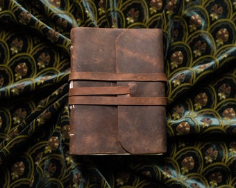 Gepersonaliseerde buffelleer dagboek: handgemaakt reisnotitieboekje