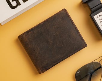 Personalised Wallet, Mens Wallet, Engraved Wallet, Groomsmen Wallet, Full Grain Leather Bifold, Custom Gift for Him, Boyfriend, Husband