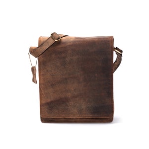 Leather iPad Satchel: Dark Chocolate Brown Messenger Bag