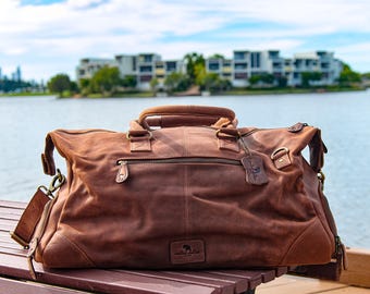 Bolsa de viaje de cuero personalizada para hombre, bolsa de fin de semana de piel plena flor, bolsa de viaje con compartimento para zapatos, regalo para padrinos de boda.