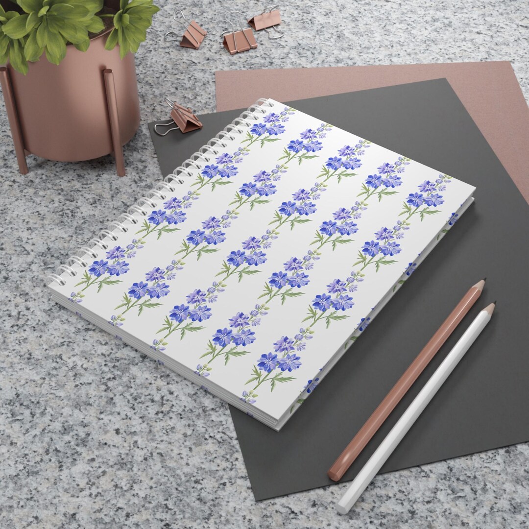 Bluebonnet Floral Pattern Spiral Notebook | Botanical Journal, Lined ...