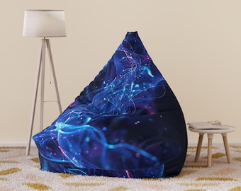 Blue Nebula Swirl Bean Bag Chair Cover | Galaxy Space Print