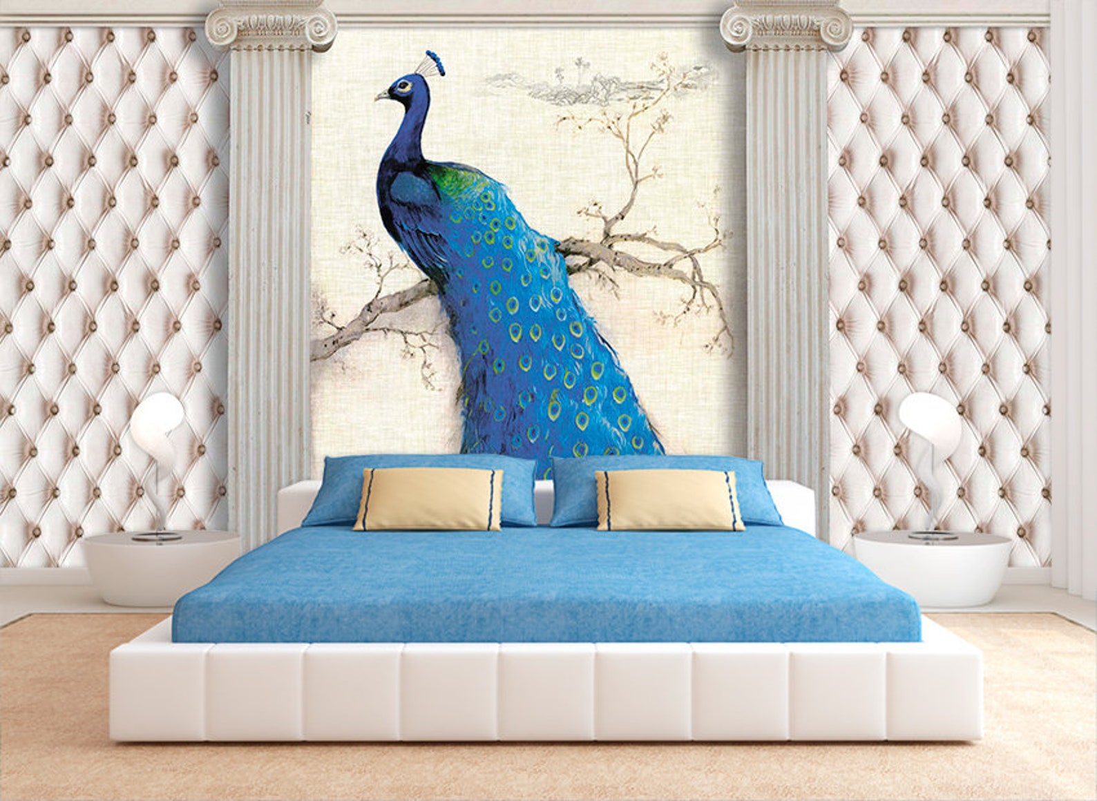 Wallpaper Peacock Wall Murals Wall Covering Modern Etsy