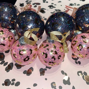 Leopard Glitter Christmas Ornaments