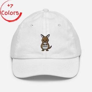 KANGAROO Youth Cap | Embroidered Baseball Hat | Wildlife Enthusiast Gift | Unique Kangaroo Design | Adventure and Fun Kids Cap