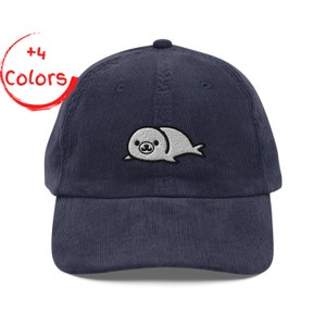 SEAL Corduroy Cap | Embroidered Seal Lover Hat | Marine Life Lover Gift | Adorable Seal Cap | Cute Seal Print Hat | Ocean Inspired Cap