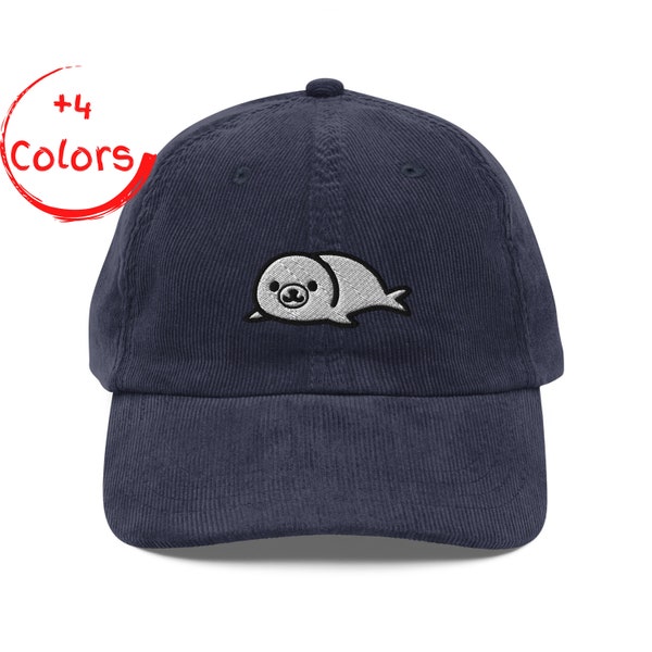 SEAL Corduroy Cap | Embroidered Seal Lover Hat | Marine Life Lover Gift | Adorable Seal Cap | Cute Seal Print Hat | Ocean Inspired Cap