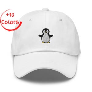 Penguin Embroidered Dad Hat | Antarctic Bird Hat | Polar Animal Gift | Unstructured Cotton Twill Hat