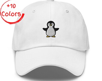 Penguin Embroidered Dad Hat | Antarctic Bird Hat | Polar Animal Gift | Unstructured Cotton Twill Hat