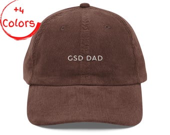 Gorra de pana para papá GSD / Gorra para pastor alemán / Regalo para amantes de los perros / Gorra de pana bordada
