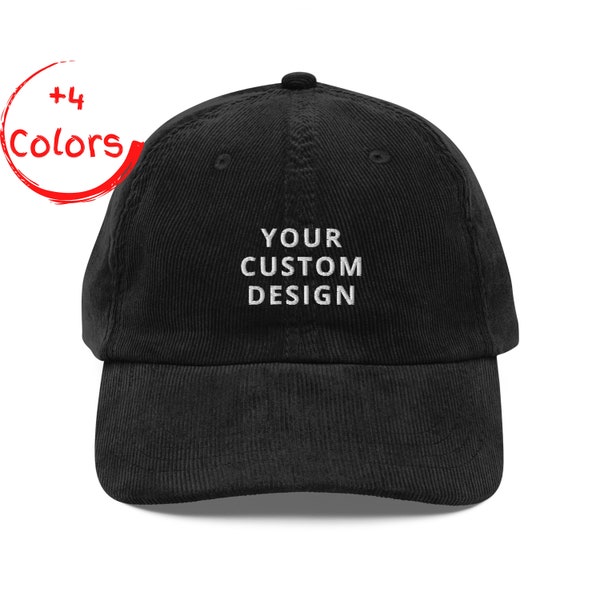 Custom Embroidered Corduroy Cap | Personalized Vintage Hat | Customized Cap | Unisex Corduroy Hat | Adjustable  Cap | Unique Gift Idea