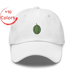 Durian Embroidered Hat | Tropical Fruit Cap | Adjustable Baseball Cap | Unique Summer Hat | Fun and Trendy Hat | Fruit Lover&#39;s Gift