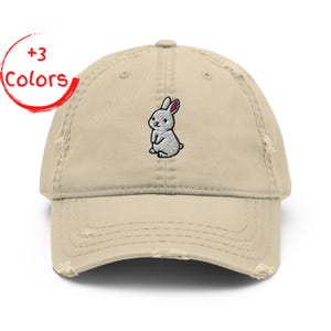 Hase Distressed Dad Hat | Vintage Kaninchen-Hut | Geschenk für Tierliebhaber | Used-Look Baumwoll-Mütze