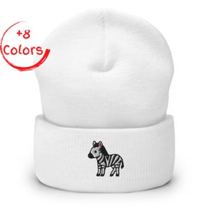 Zebra Cuffed Beanie | Safari Animal Winter Hat | African Wildlife Gift | Warm Knit Beanie
