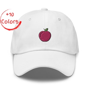 Apple Embroidered Hat | Fruit Lover&#39;s Cap | Adjustable Baseball Cap | Unique Summer Hat | Fun and Trendy Hat | Fresh Fruit Design