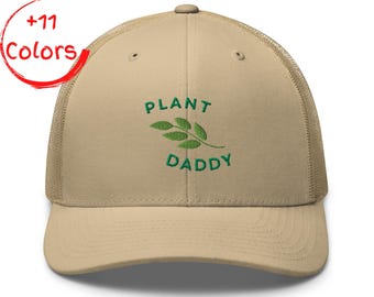 Plant Daddy Trucker Hat | Retro Garden Cap | Embroidered Botanical Graphic | Classic Mesh Back Hat | Cute Gardening Gift | Unisex  Hat