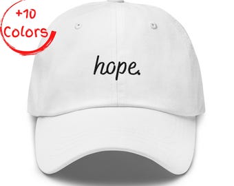 Czapka z haftem "Nadzieja" | Czapka z inspirującym napisem | Prezent z pozytywnym przesłaniem | Czapka z nieusztywnionej bawełny twill