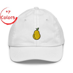 Pear Youth Cap | Kids Fruit Hat | Food Design | Bio-Washed Cotton Twill Cap