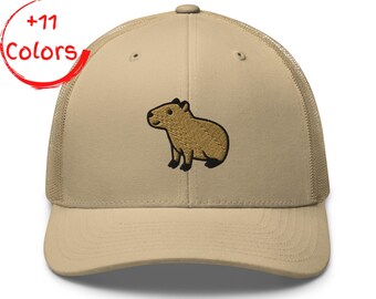Capybara Trucker Hat | Retro Rodent Cap | Embroidered Capybara Graphic | Classic Mesh Back Hat | Cute Animal Gift | Unisex Snapback Hat