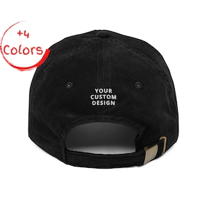 Custom Back Embroidered Corduroy Cap | Personalized Vintage Hat | Customized Cap | Unisex Corduroy Hat | Unique Gift Idea