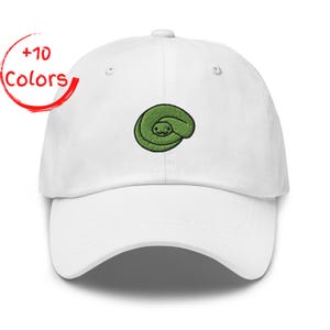 Czapka z haftowanym wężem | Czapka z gadem | Prezent dla miłośnika węży | Czapka z nieusztywnionej bawełny twill