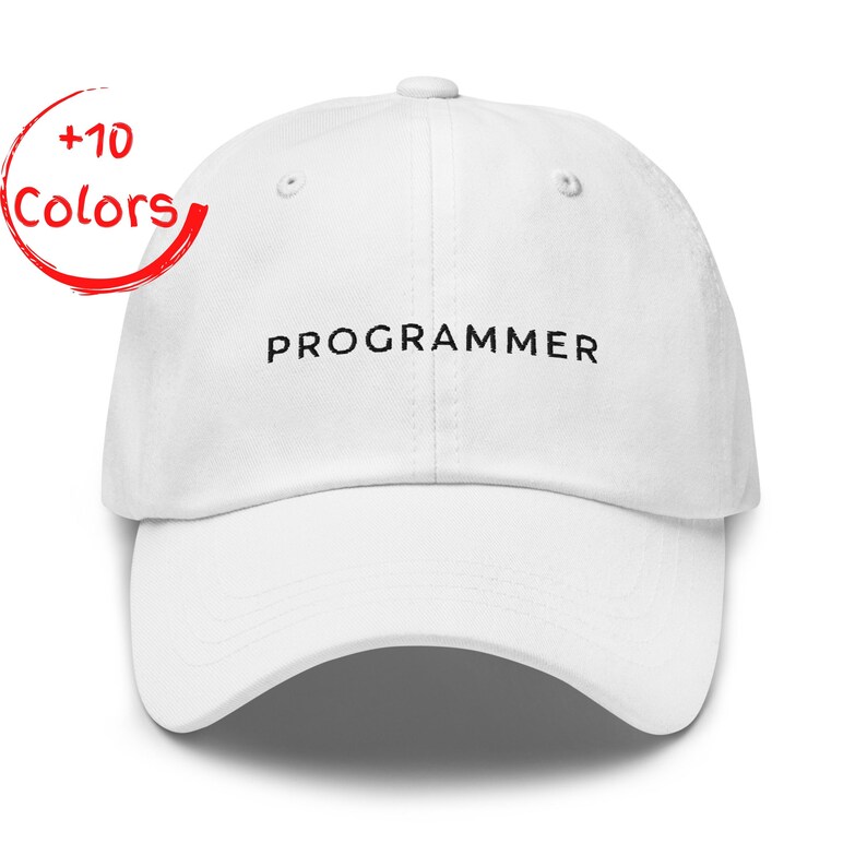 Czapka z haftem dla programisty | Prezent dla inżyniera oprogramowania | Czapka z daszkiem dla programisty | Prezent dla profesjonalisty technicznego White