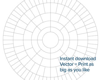 Family Tree - 6 Gen - Couple - Blank Circle Chart - 2 versions - Ready to print - Vector Digital File