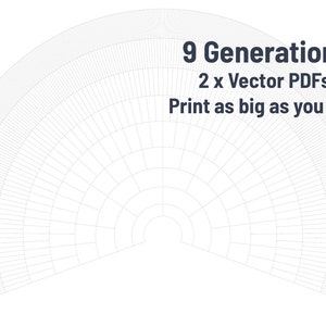 Family Tree - 9 Gen Blank Fan Chart - 2 versions - Ready to print - Vector Digital File