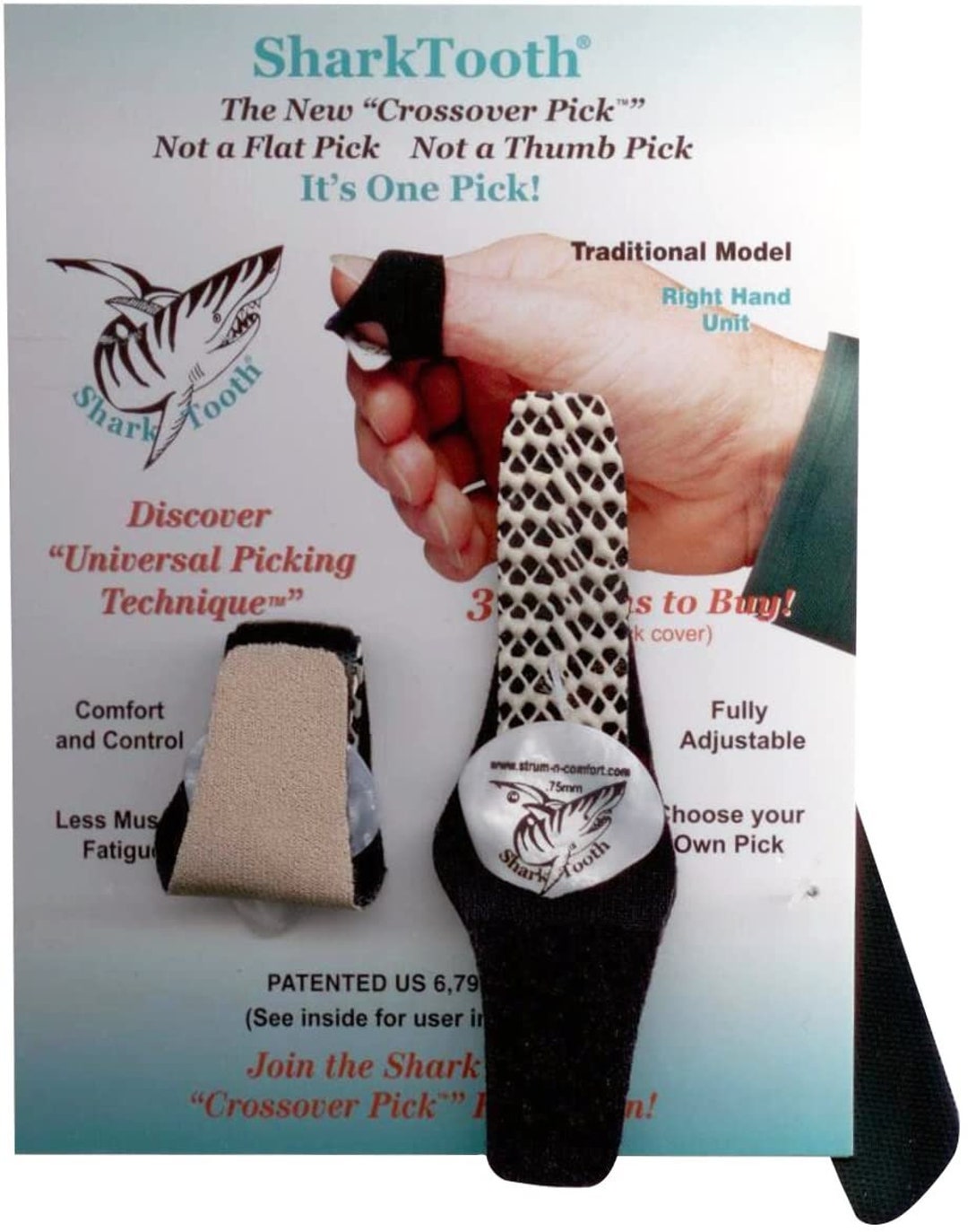Traditional Pick Thumb Pick Dual Pack - Sharktooth Traditional Crossover Thumb Pick With ...