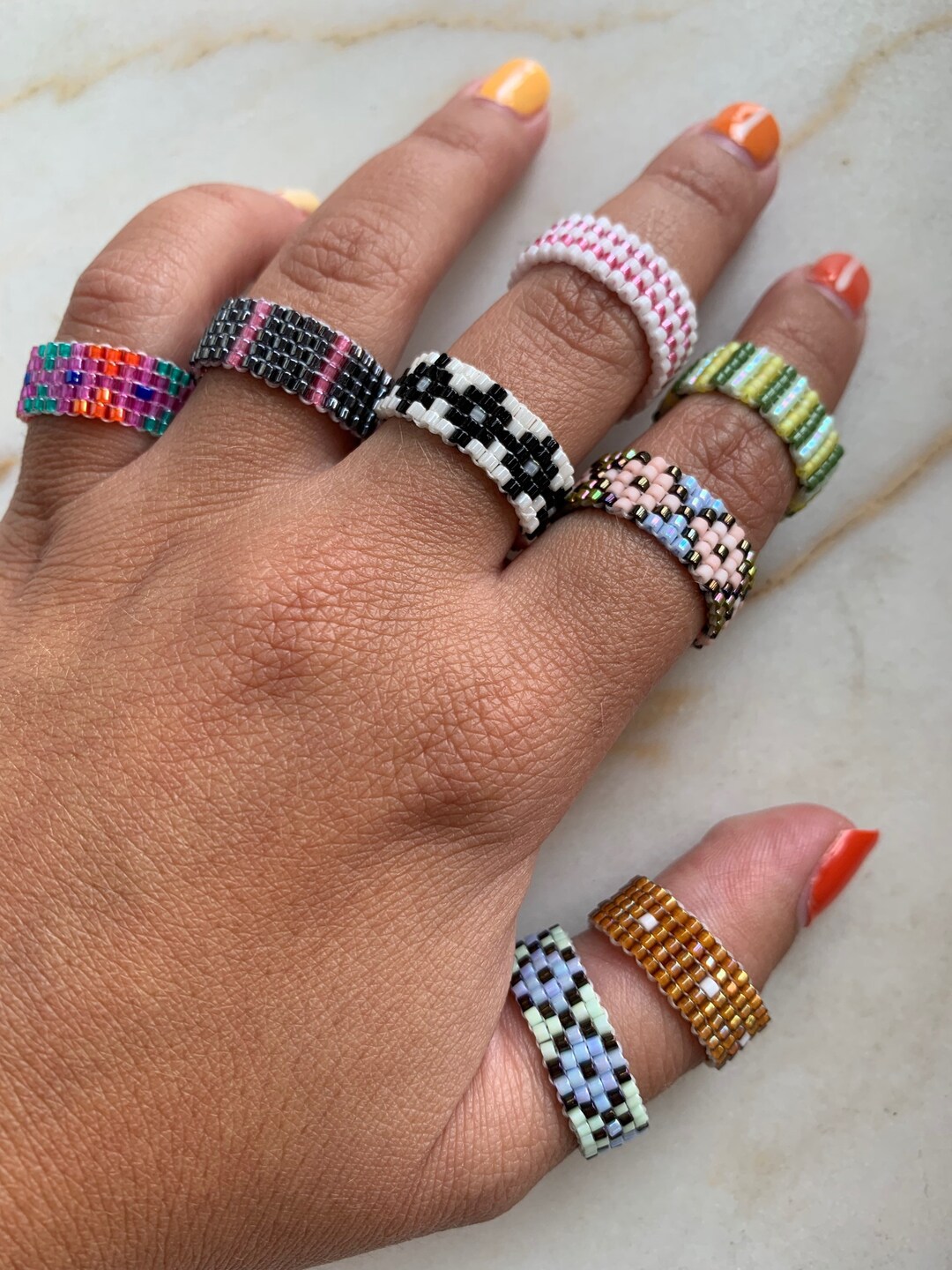 Beaded Rings Miyuki Delica Beaded Rings Personalized All Colors