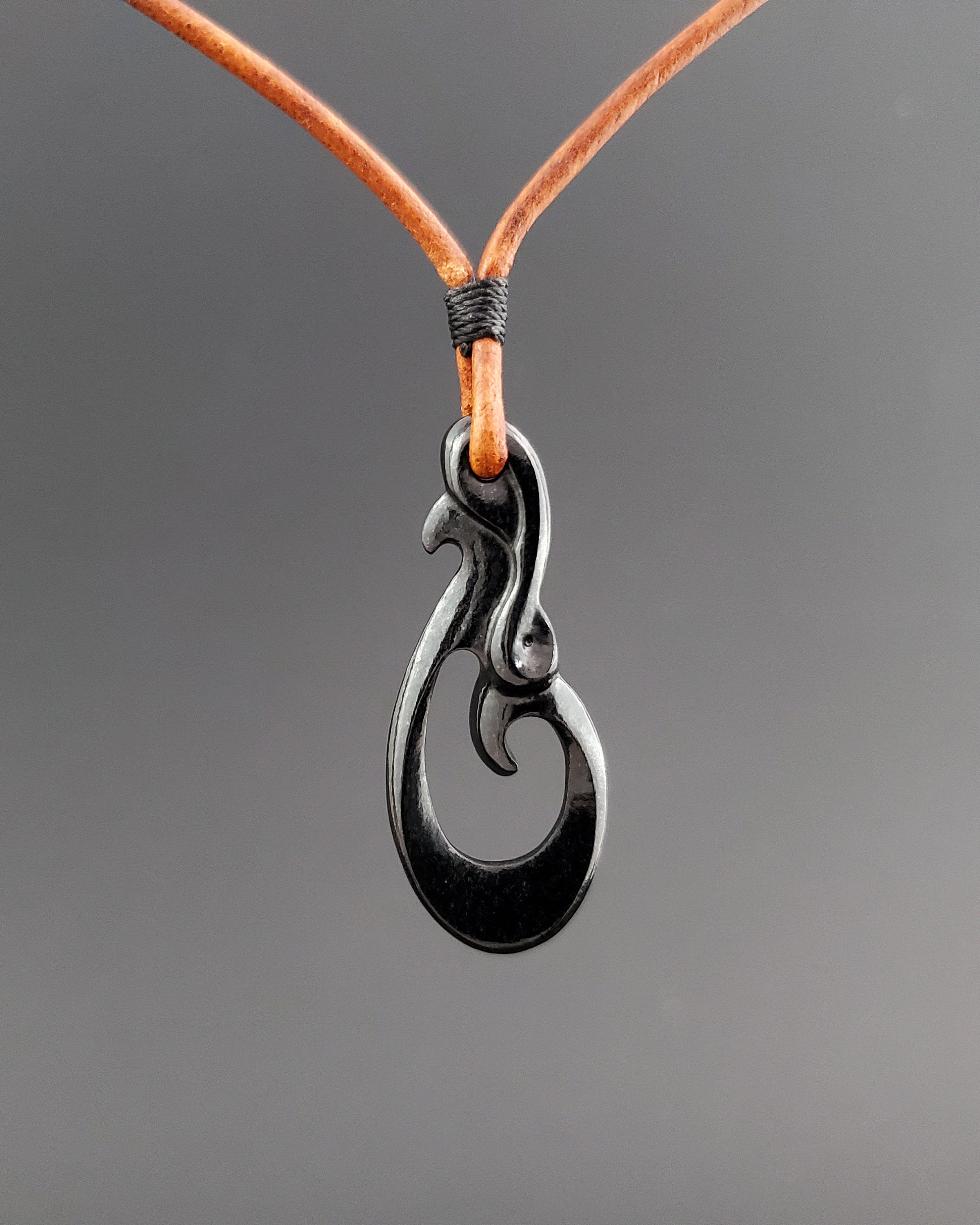 Black Jade Pendant Ocean Swirl Etsy