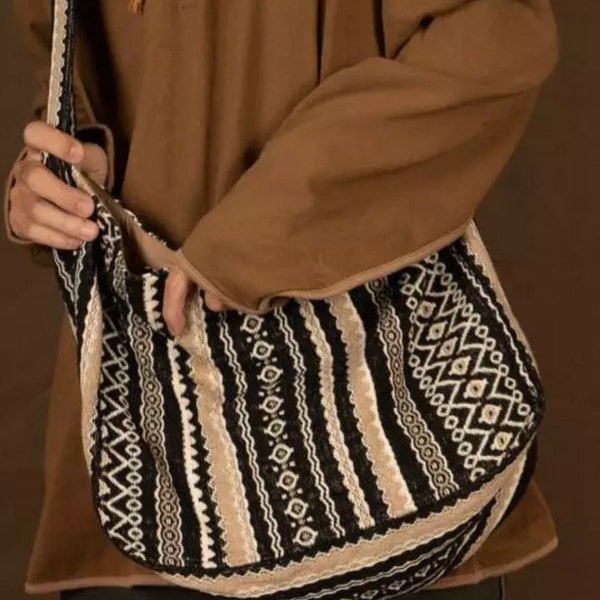 Boho bag pattern, Boho bags for women, Ethnic shoulder bag, canvas shoulder bag women, womens cross body bag, womens shoulder bag, hippy bag
