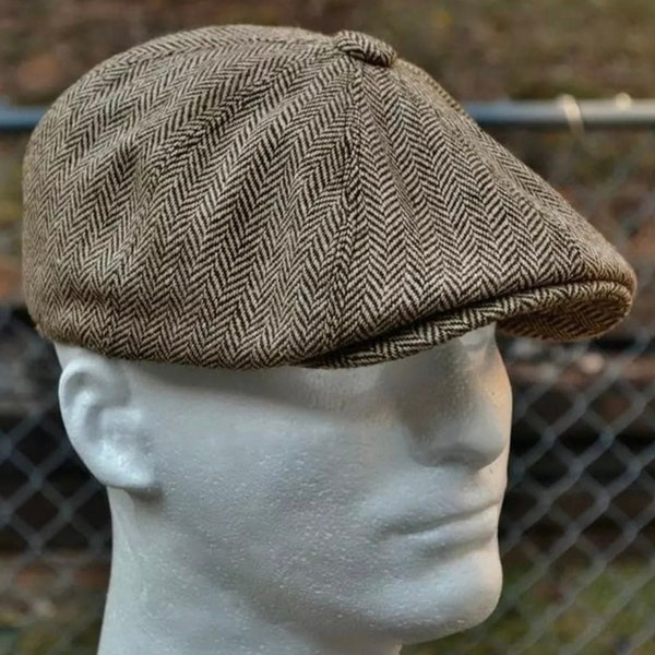 Herringbone style beret. Casual flat beret, Herringbone hat, flat cap, Unisex flat cap, Peaky blinders hat,