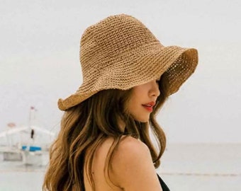 Bluecandy Summer Retro Handmadestraw Hat Female Folding Sun Protection Cap Girl Beach Sun Hat Bluecandy Summer Retro Handmadestraw Hat Female Folding Sun Protection Cap Girl Beach Sun Hat