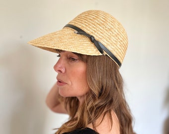 Ladies Straw Sun Hat , Straw Visor , Wide Brim Wheat Straw hat , Straw Beach Hat , Summer Straw hat , Beach Hat