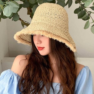 Ladies Beach Straw Hat, Straw bucket hat women, straw bucket hat, summer bucket hat, Beach bucket hat, womens straw bucket hat,ladies sunhat