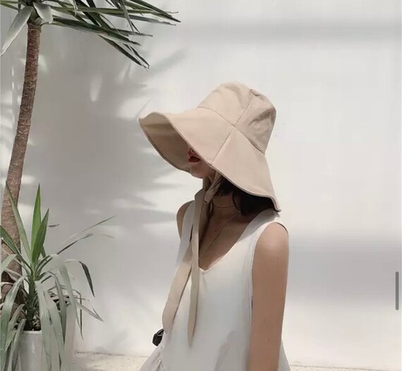 Large Brim Womens Beach Hat , Beach Hat, Bucket Hat , Korean Beach Hat, Harajuku Hat , Ladies Cotton Summer Hat, oversize Sun hat