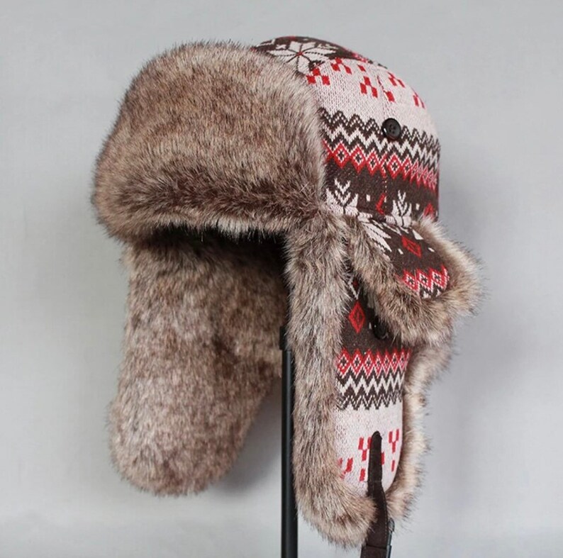 Chapeau aviateur d'hiver, trappeur russe en fausse fourrure, chapeau de trappeur, chapeau aviateur avec cache-oreilles, image 7