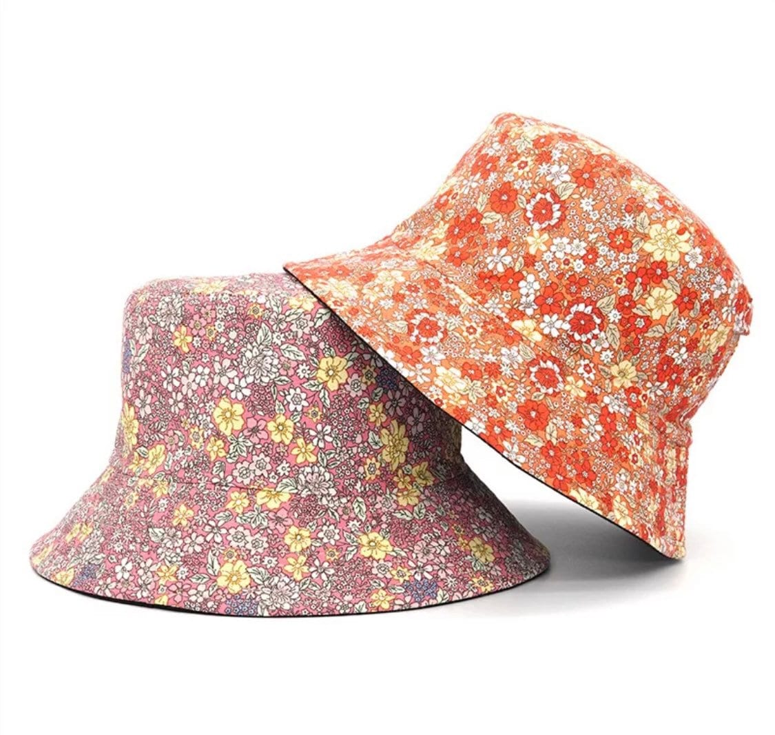Reversible Bucket Style Sun Hat - Woodblock Florals