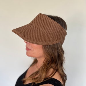 Womens Straw Visor , Straw Sunhat, Beach Hat, WideBrim Sunhat , Straw Cap, Wide brim visor,Raffia visor,Ladies visors, Sun visor, Coffee