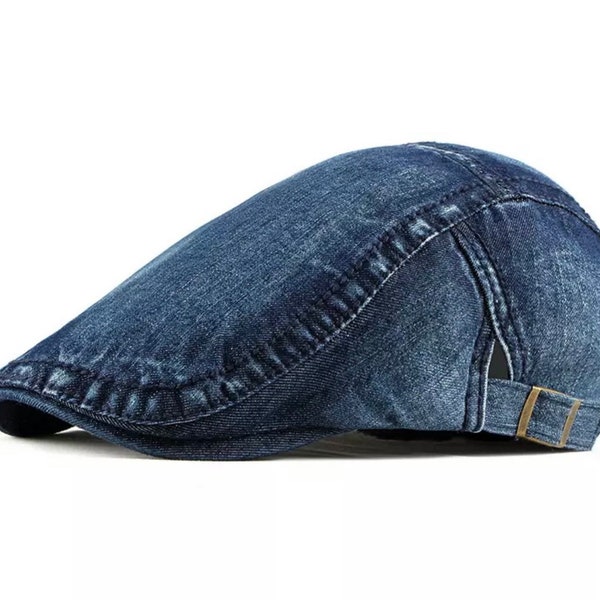 Béret en denim, béret unisexe, béret en denim délavé, chapeau en denim, casquette en denim,