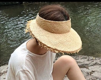 Raffia Visor, Straw Hats, Summer Beach Hat, straw visor, straw sun visor, straw hat women, rattan sun visor, sun visor rattan, sun visor hat