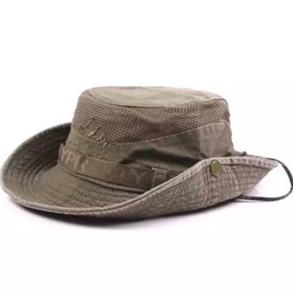 Mens Sun Hat, Fishing, Hunting or Jungle Hat, Bucket Hat, Panama Hat