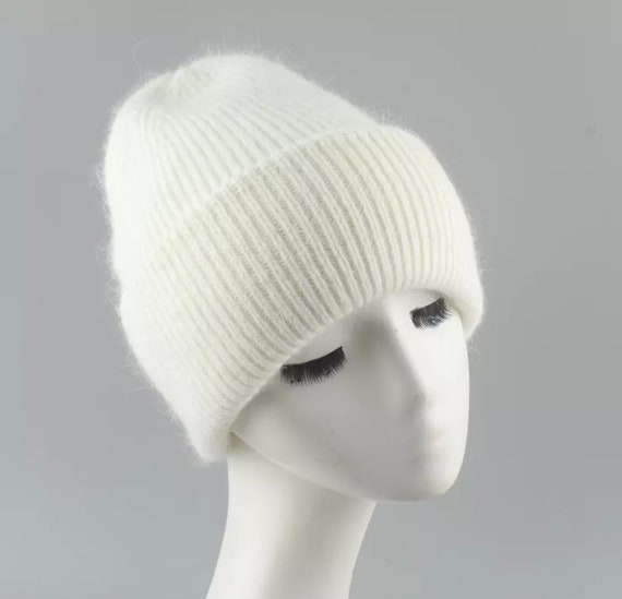 Bonnet en angora, Bonnet d'hiver chaud pour femmes, Bonnet d'hiver en  angora, Bonnet en tricot de laine, Bonnet d'hiver chaud en tricot -   France
