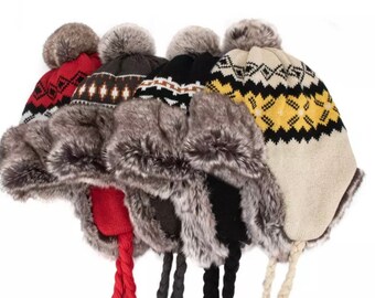 Winter Hat, Russian Style Trapper Hat , Unisex Bomber Hat , Winter Warm Snow Hat, Unisex Trapper Hat