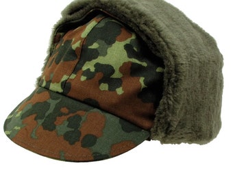 German Army Flecktarn Winter Hat, Genuine German Army Hat, Army Winter Hat