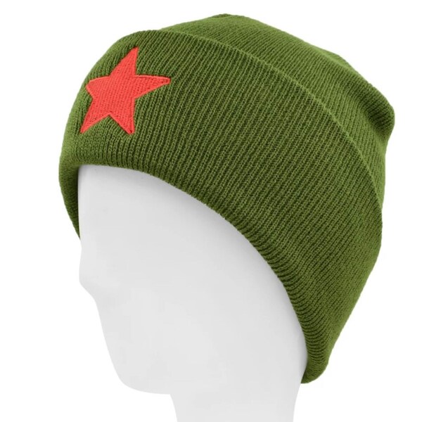 Military Army Hat , Mens Army Beanie , Mens Communist Military Hat , Green Beanie , Red Star Beanie