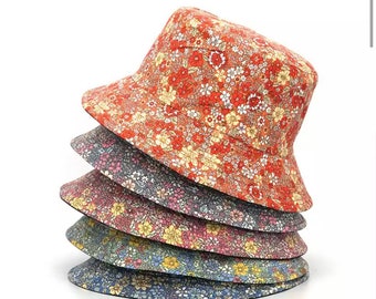 Floral Bucket Hat , Reversible Hat, Cotton Festival Hat , Floral Print Hat , Bucket Hat, festival bucket hat, flower bucket hat