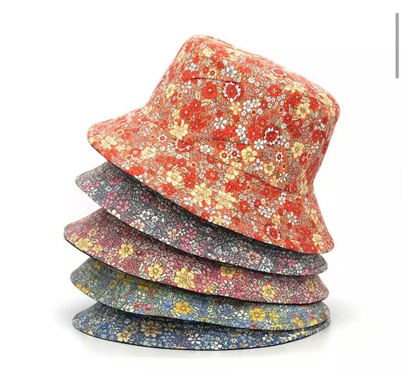 Reversible Bucket Style Sun Hat - Woodblock Florals